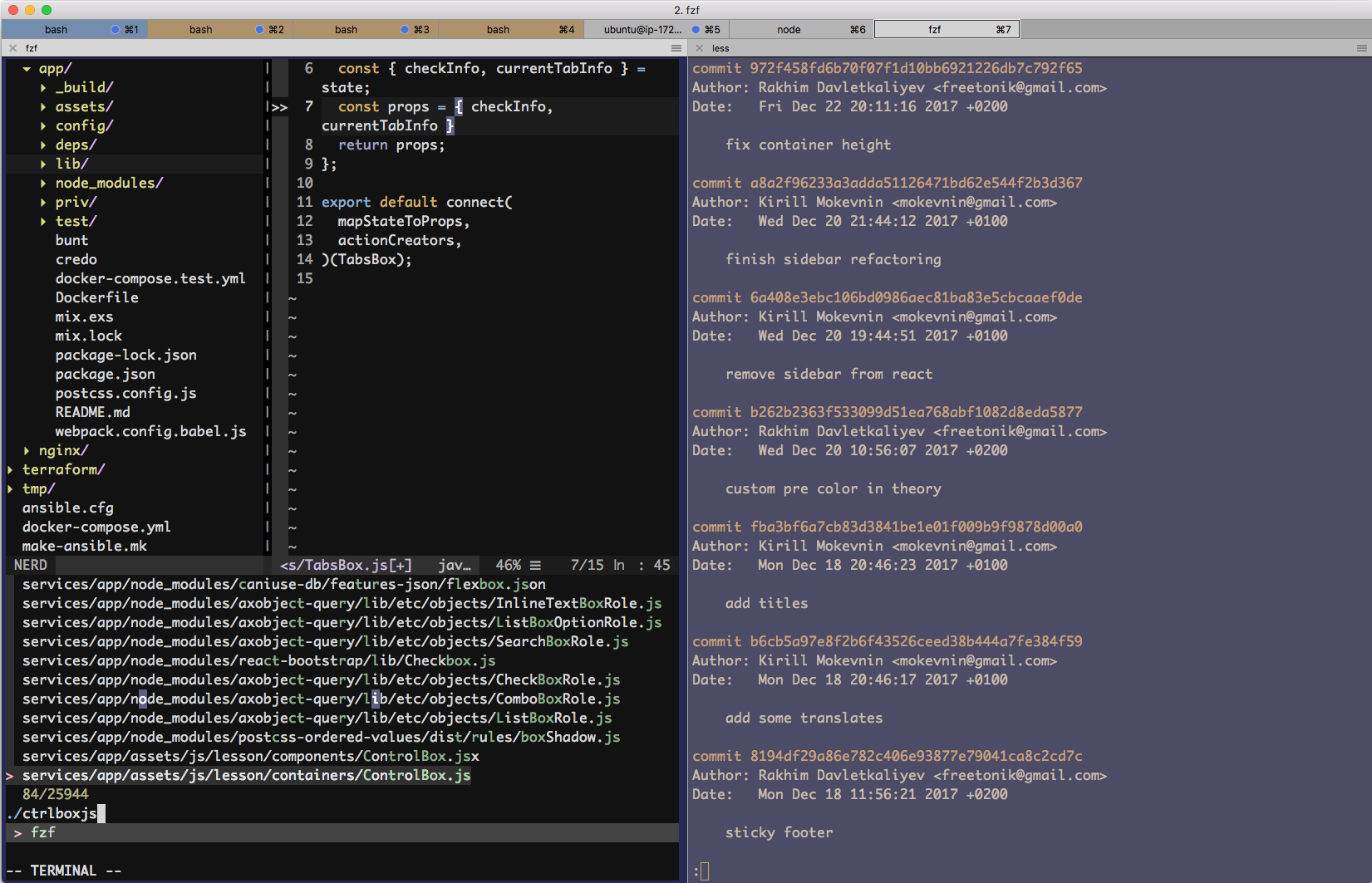 iterm2 with vim and split